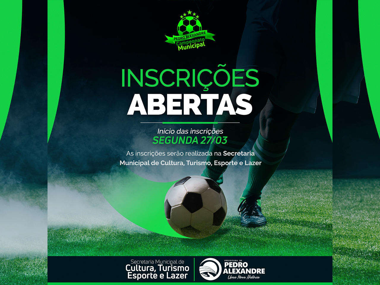 ⚽Inscrições estão abertas para o Campeonato Municipal de Futebol